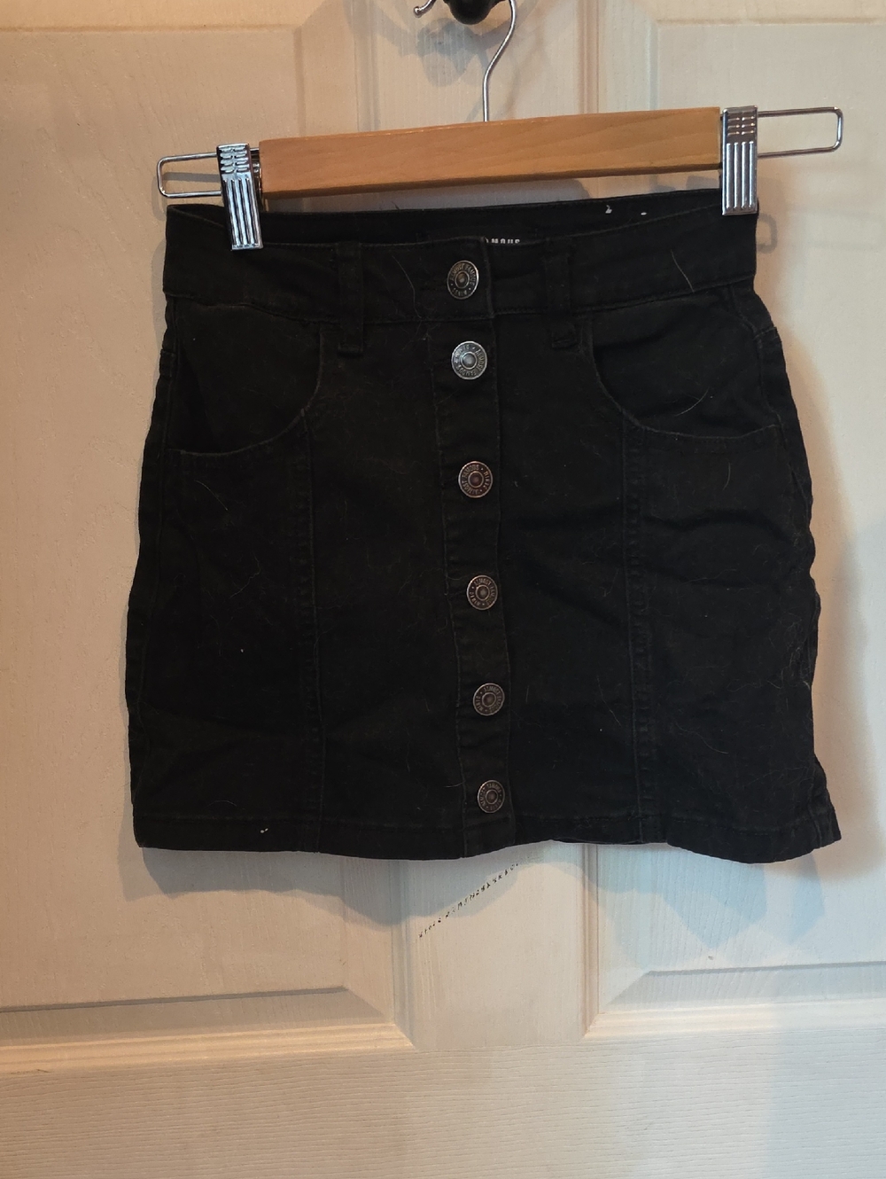 Black Button-Front Mini Skirt - Women